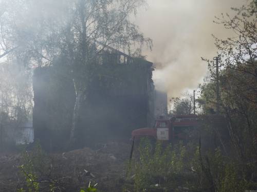 Пожар в городе Рыбное