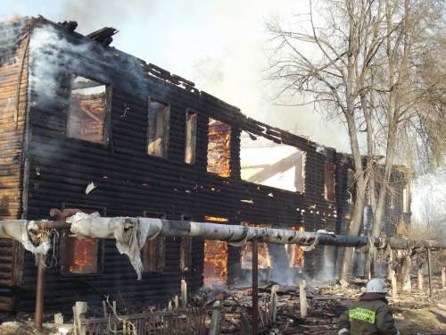 Пожар в Рыбном. Ул. Мира